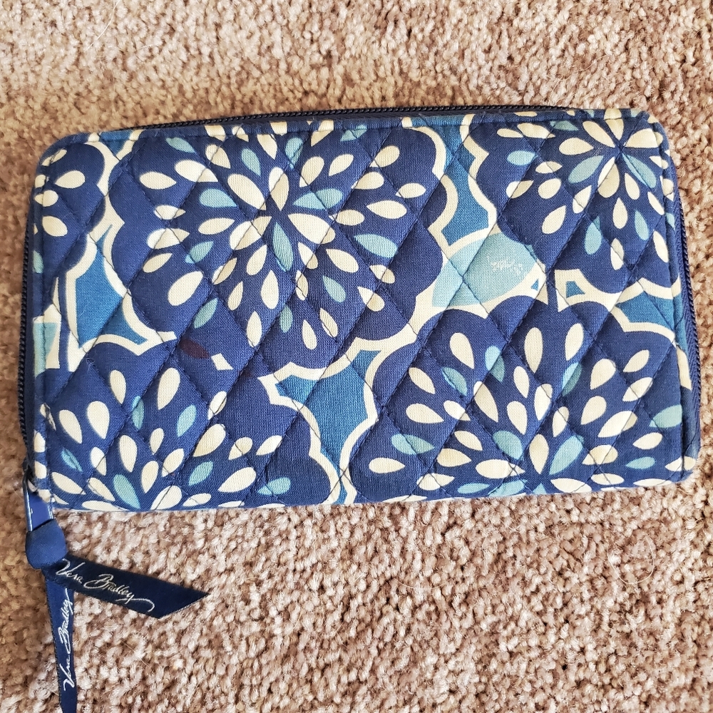 Vera Bradley Petal Splash Blue Zip Around Wallet